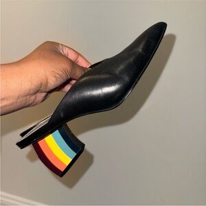 Katy Perry Collections Black Mules with Rainbow Heel
